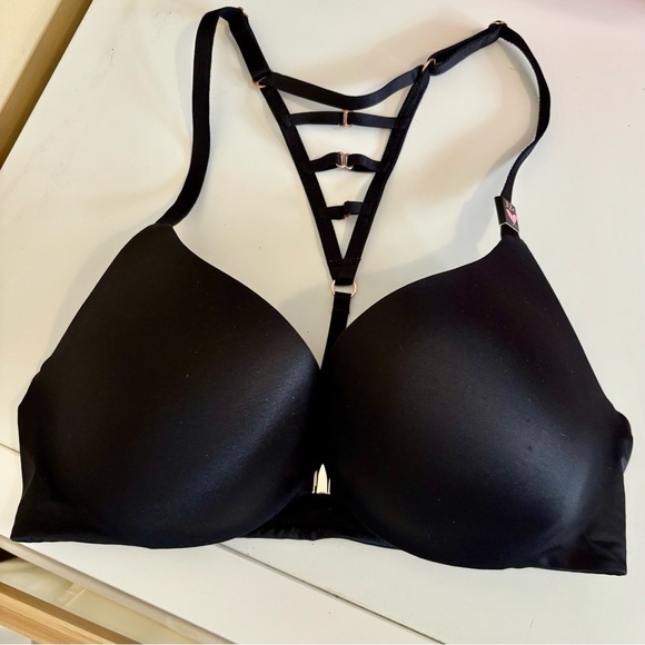 Victoria's Secret| Black ‘So Obsessed’ Caged Back Front Open Push-Up Bra Sz 32C - Picture 3 of 3